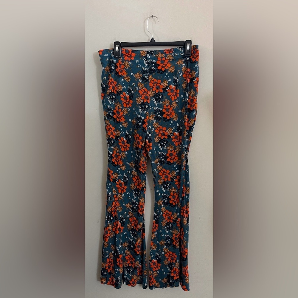 Free People floral flare leg pants boho cottagecore fairy retro festival